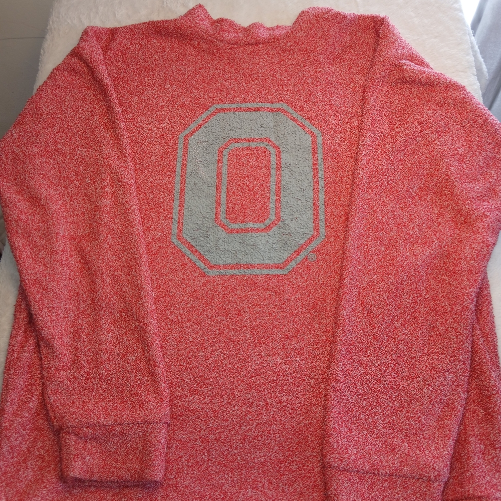 Red Sweater with Gray Lettering